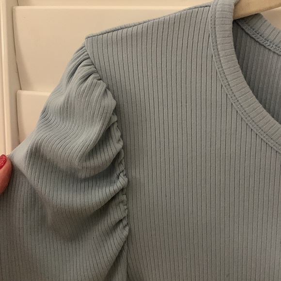 7 for all mankind, Sz M, powder blue ribbed top - Picture 4 of 5